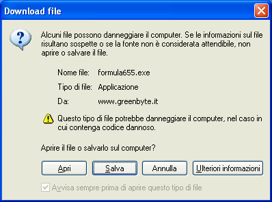 Messaggio per conferma download file